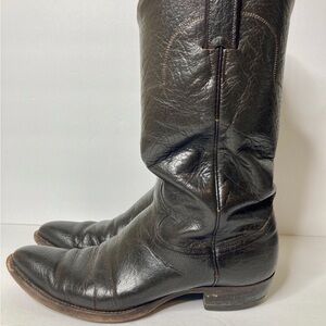 JUSTIN Brown Leather Western Cowboy Boots Pointed Toe 7034 Mens Size 8.5 B